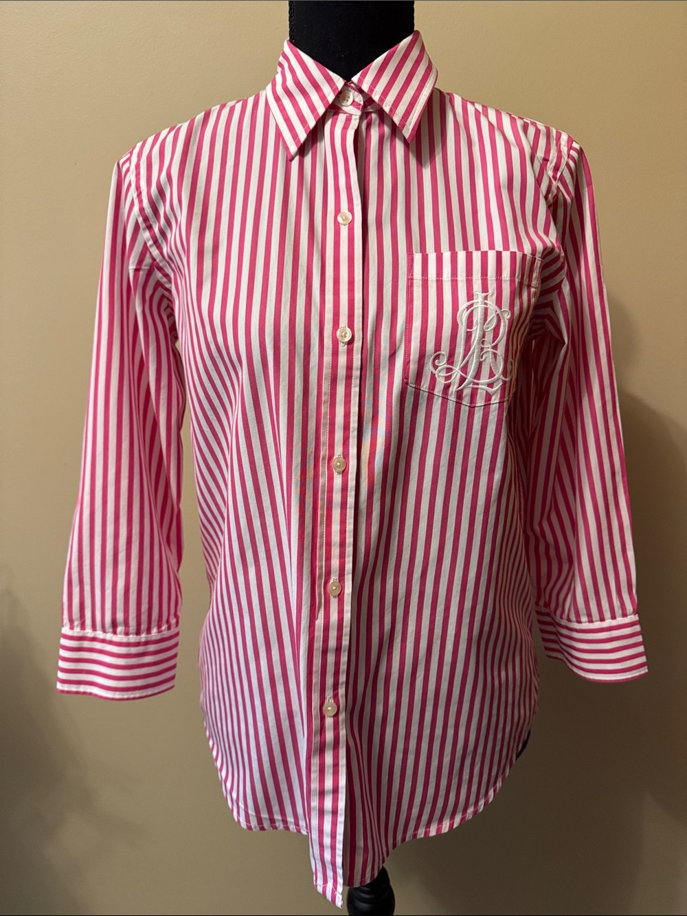 Ralph Lauren Pink & White Striped Button-Down Shirt